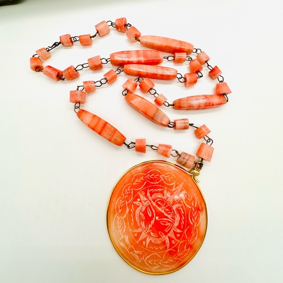 Vintage Carved Aztec Medallion Necklace - Picture 13 of 13